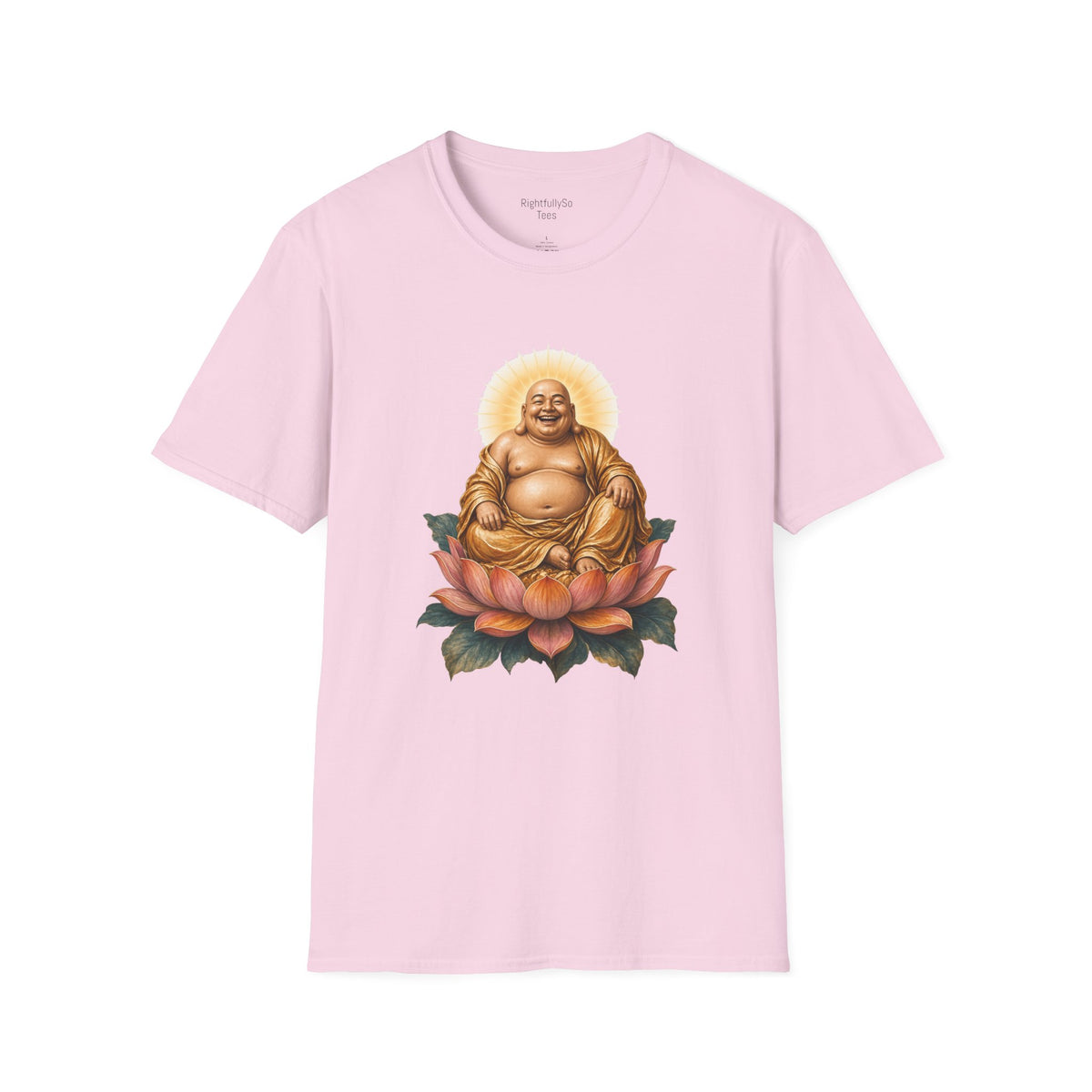Light Pink Laughing Buddha Tee mockup