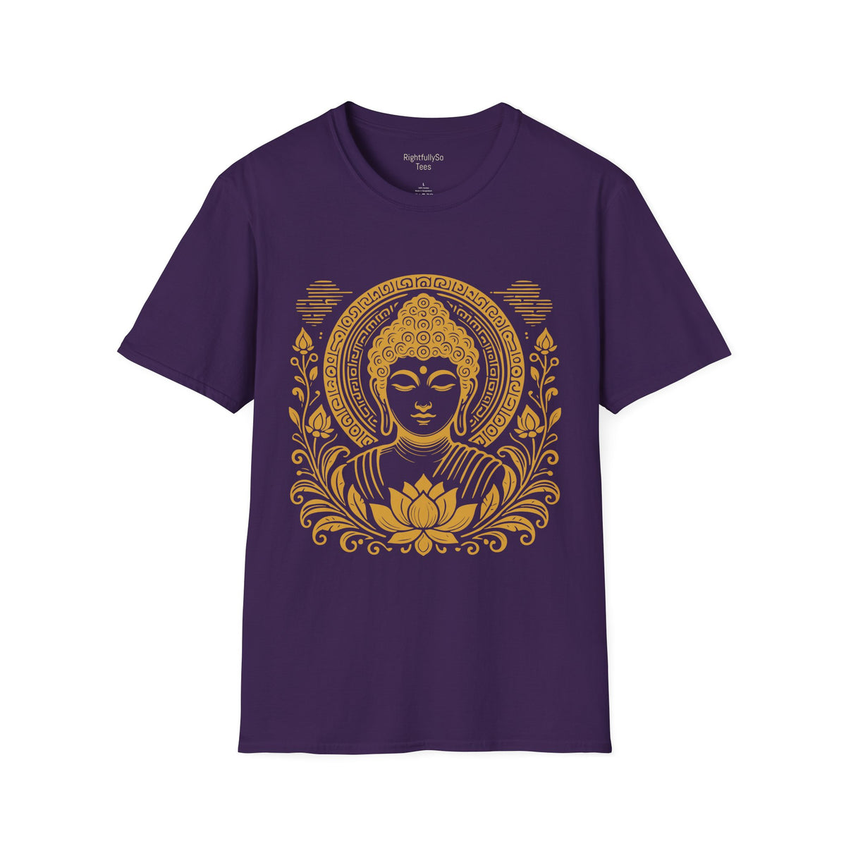 Purple Gold Halo Buddha Tee mockup