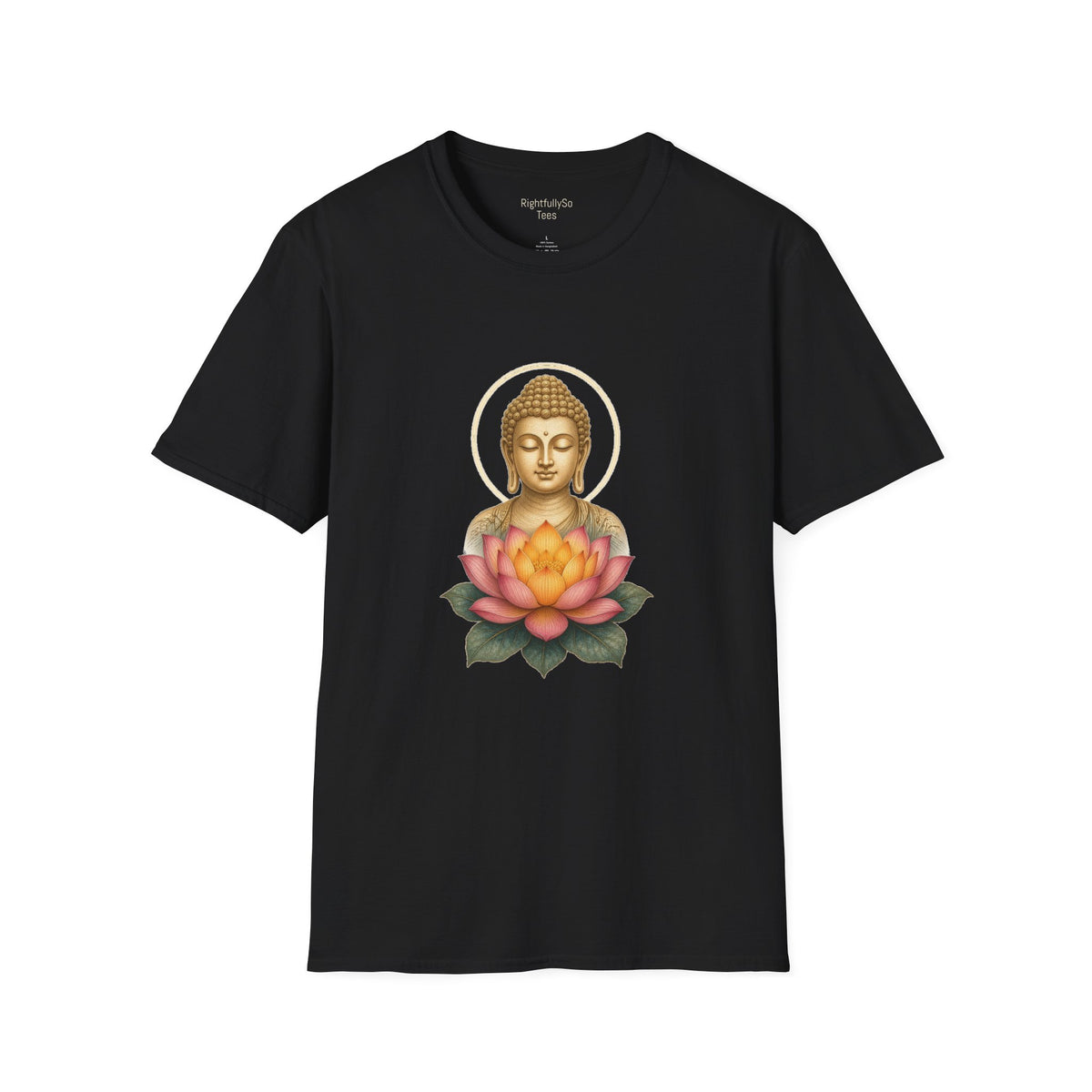 Black Pink Lotus Buddha Tee mockup