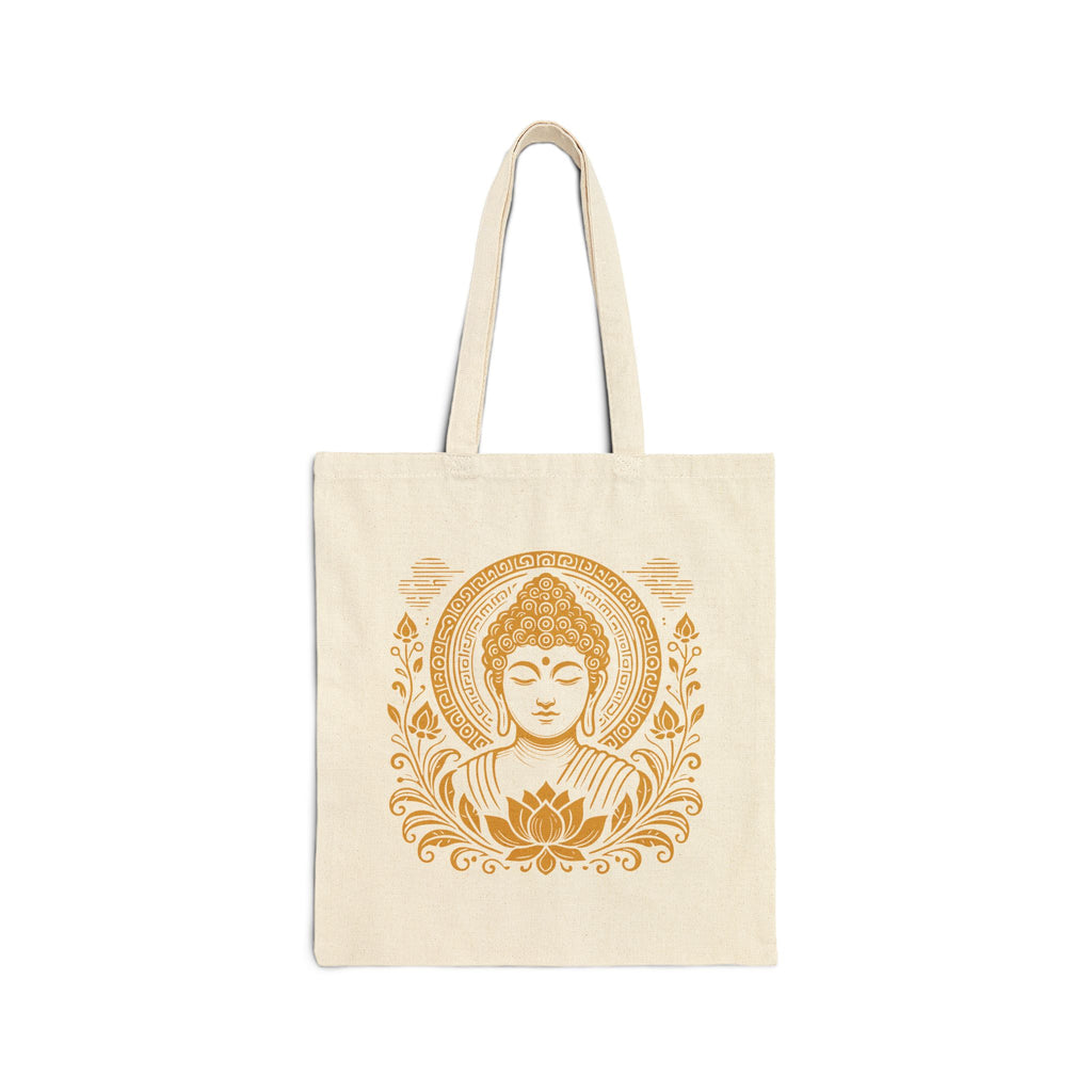 Natural Gold Halo Buddha Lotus Tote mockup