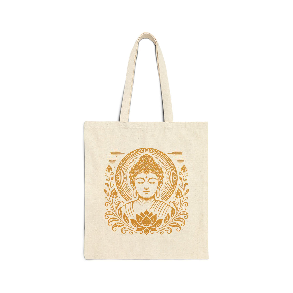 Natural Gold Halo Buddha Lotus Tote mockup