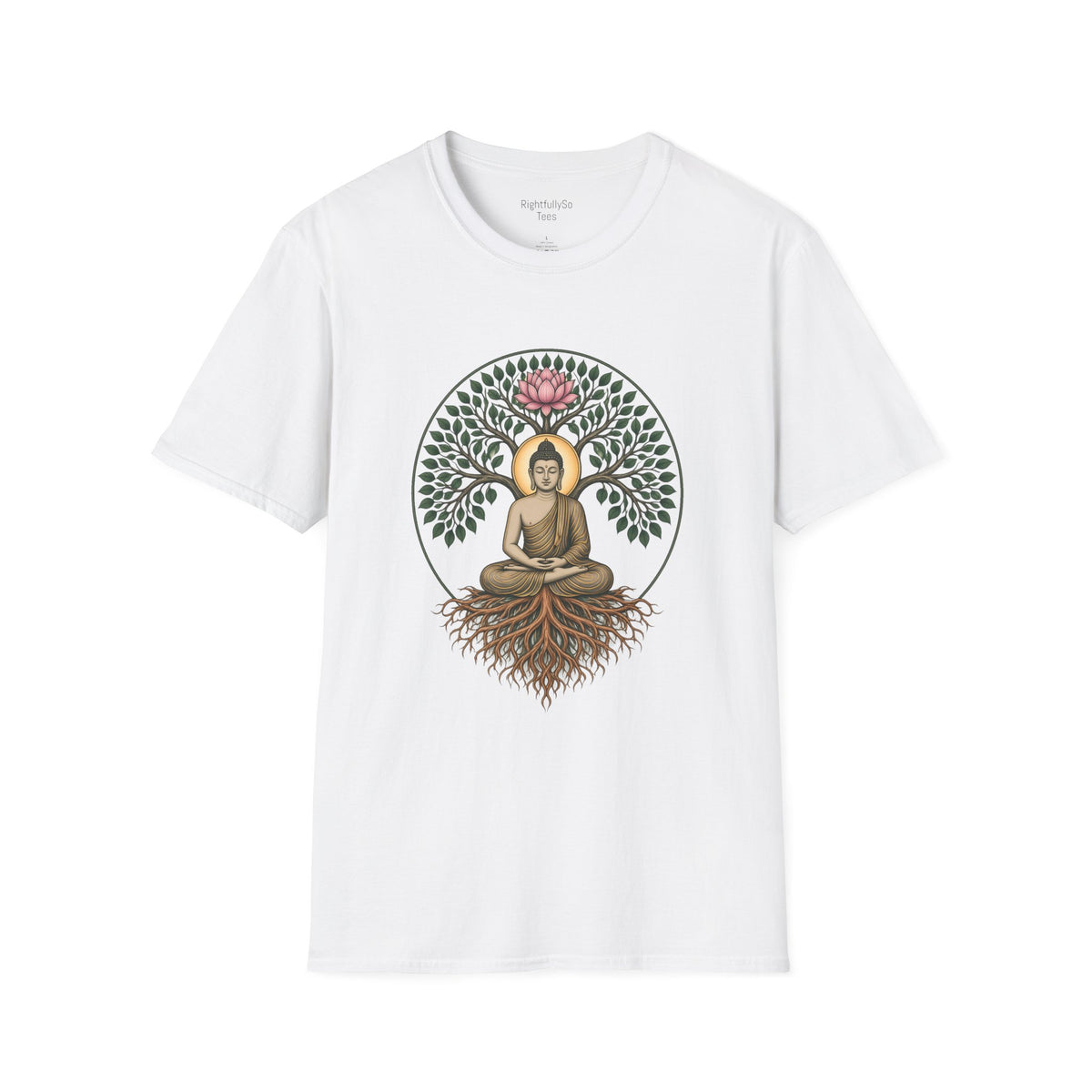 White Bodhi Buddha Tee mockup