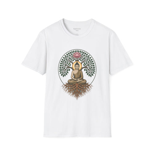 White Bodhi Buddha Tee mockup