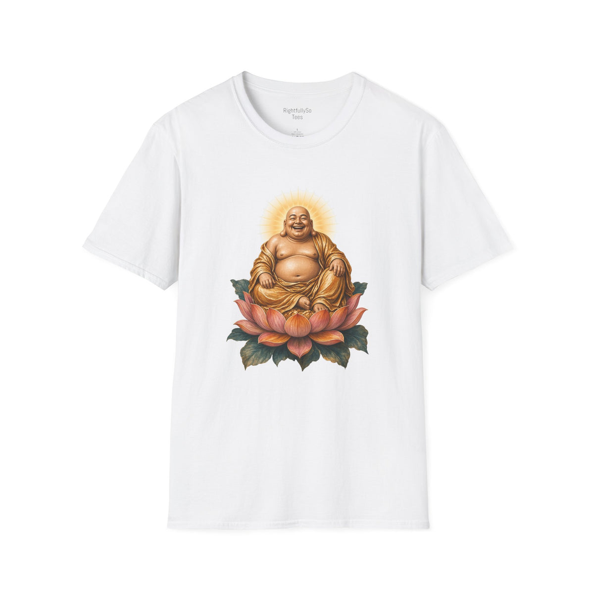 White Laughing Buddha Tee mockup