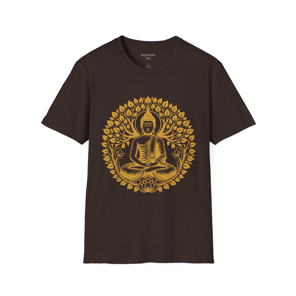 Dark Chocolate Gold Buddha Lotus Tee mockup