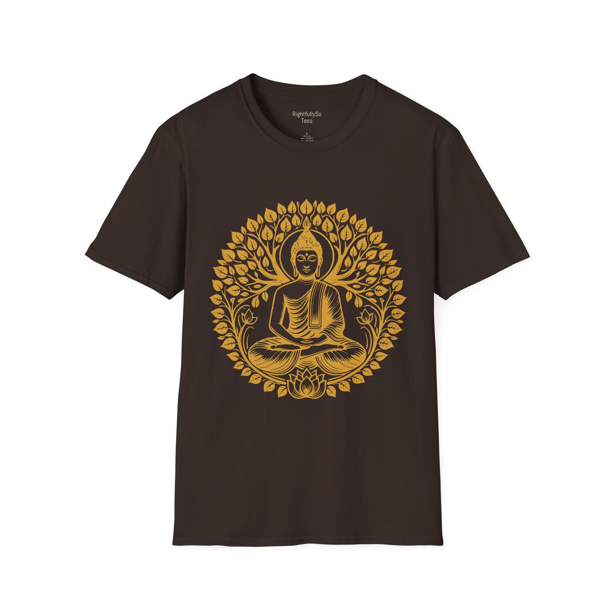 Dark Chocolate Gold Buddha Lotus Tee mockup