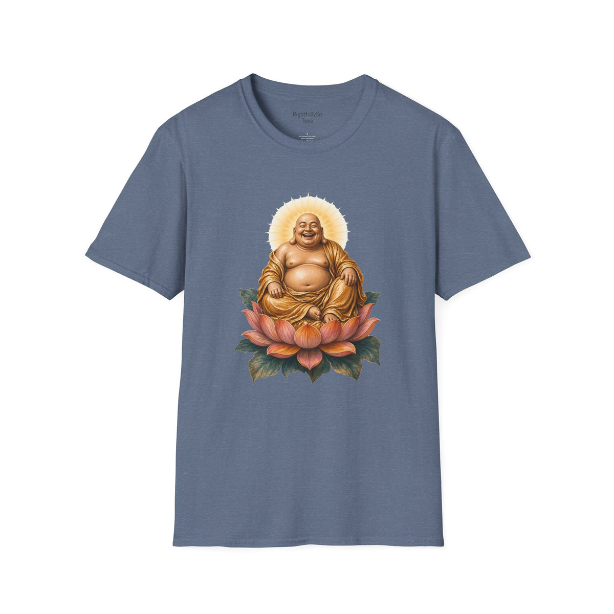 Heather Indigo Laughing Buddha Tee mockup