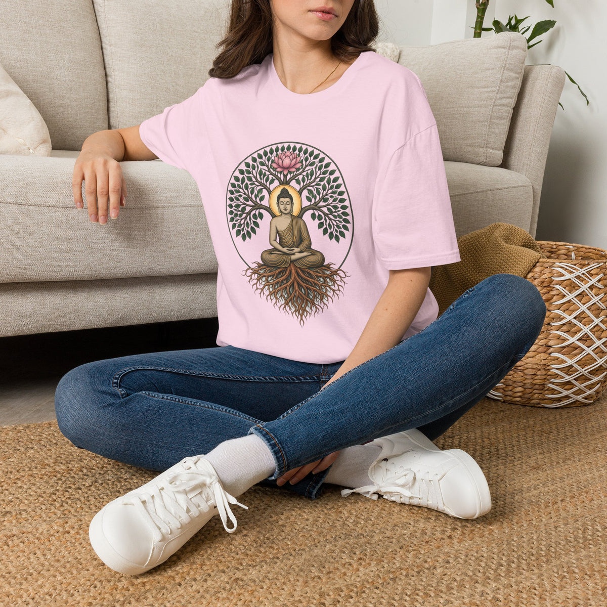 Light Pink Bodhi Buddha Tee mockup