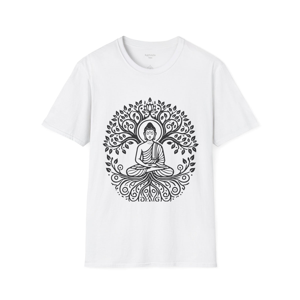 White Full Circle Buddha Tee mockup
