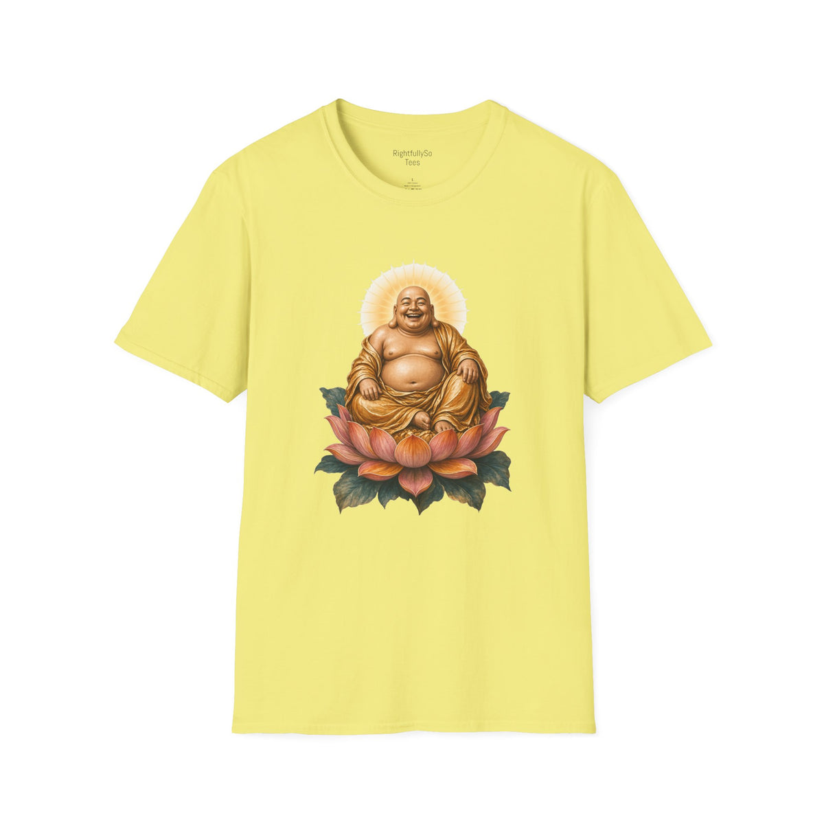 Cornsilk Laughing Buddha Tee mockup