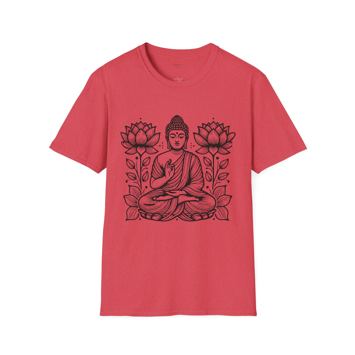 Heather Red Twin Lotus Buddha Tee mockup