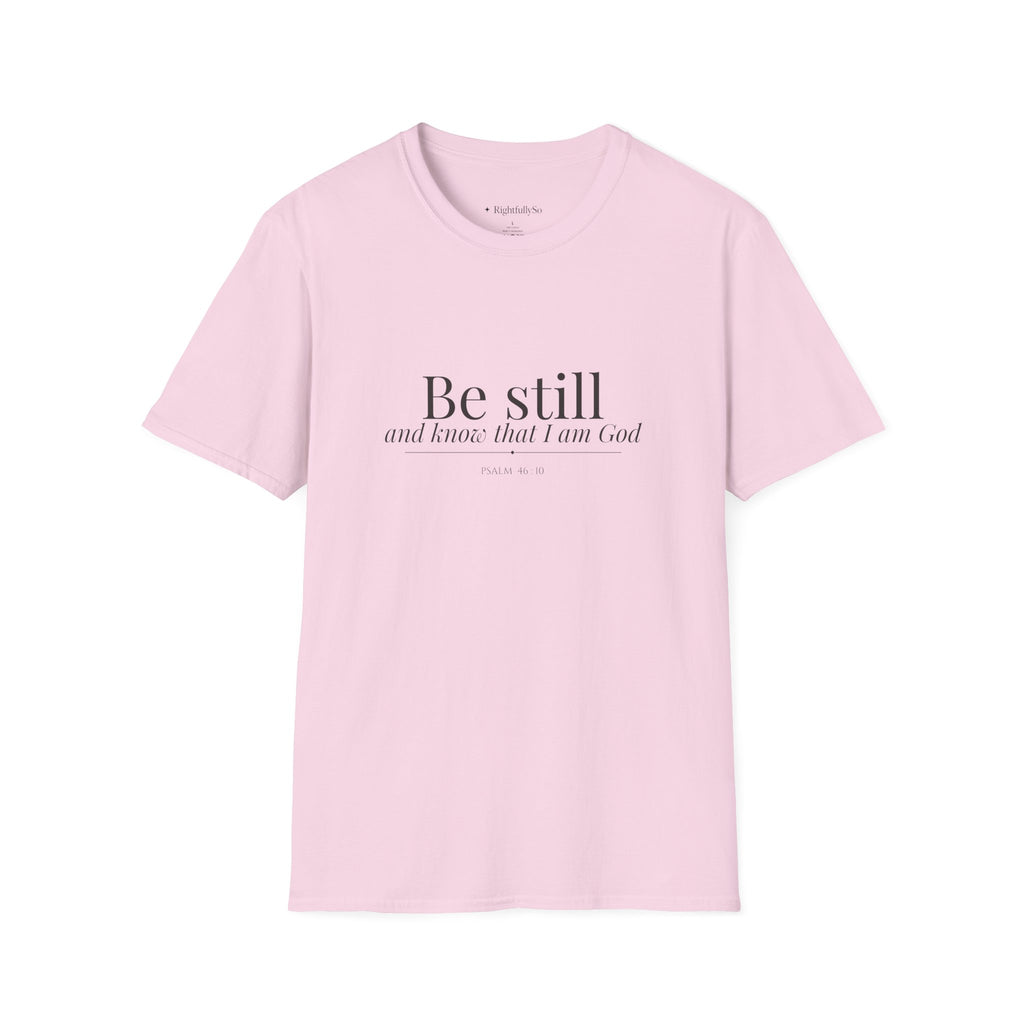 Light Pink Be Still Tee — Psalm 46:10 mockup