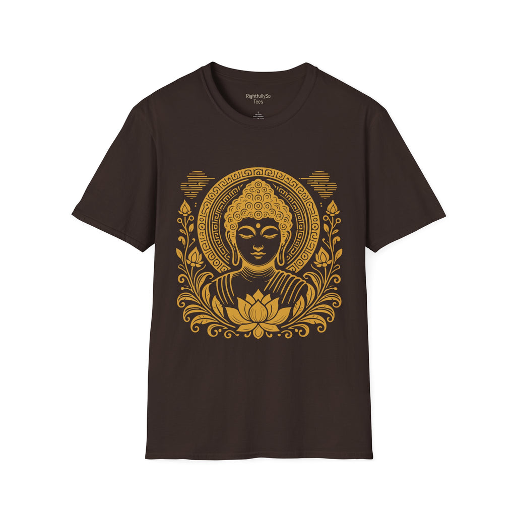 Dark Chocolate Gold Halo Buddha Tee mockup