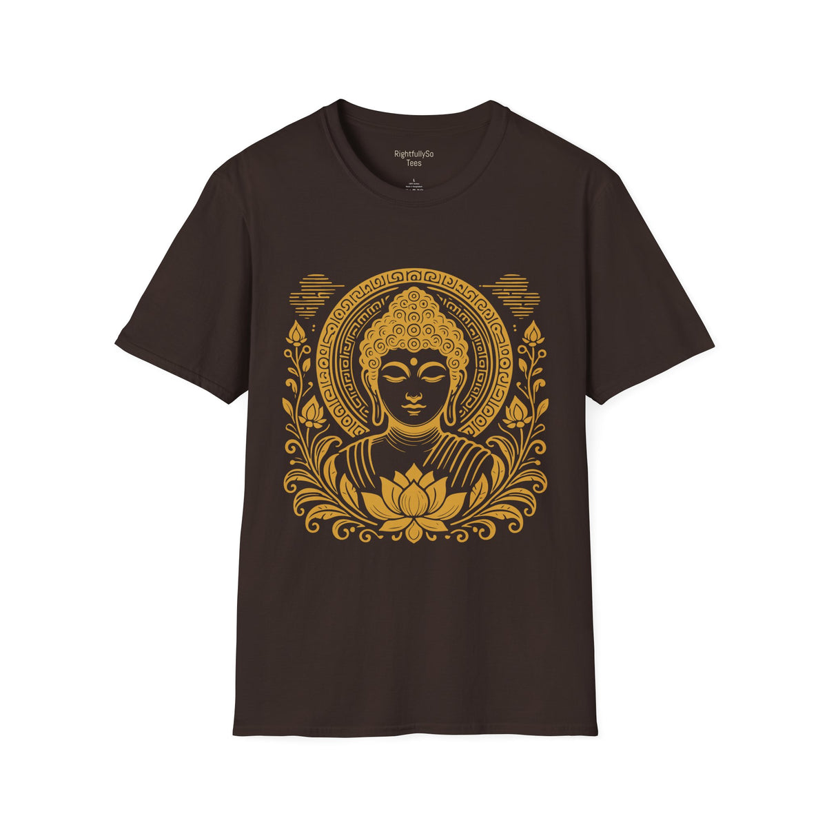 Dark Chocolate Gold Halo Buddha Tee mockup