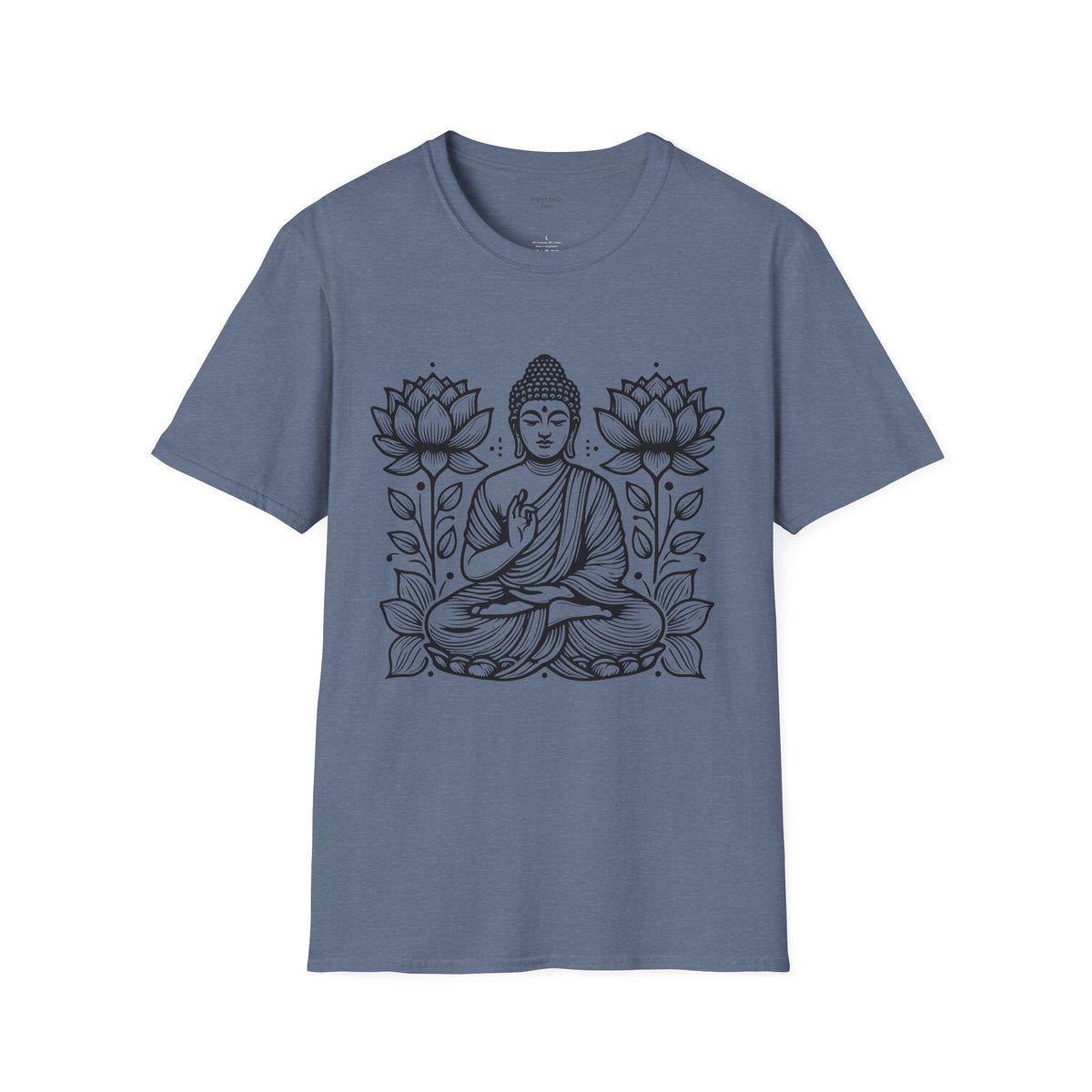 Heather Indigo Twin Lotus Buddha Tee mockup