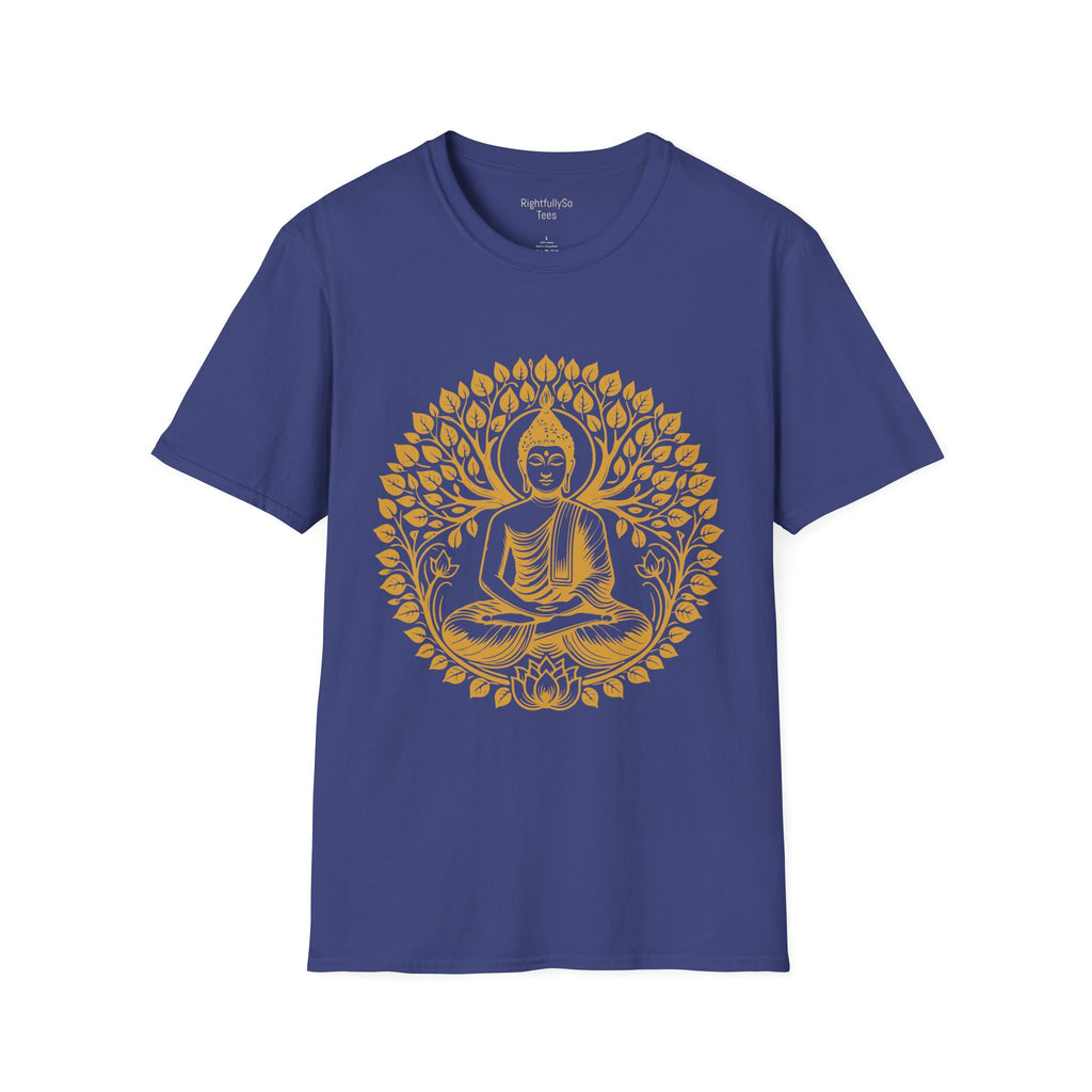 Metro Blue Gold Buddha Lotus Tee mockup