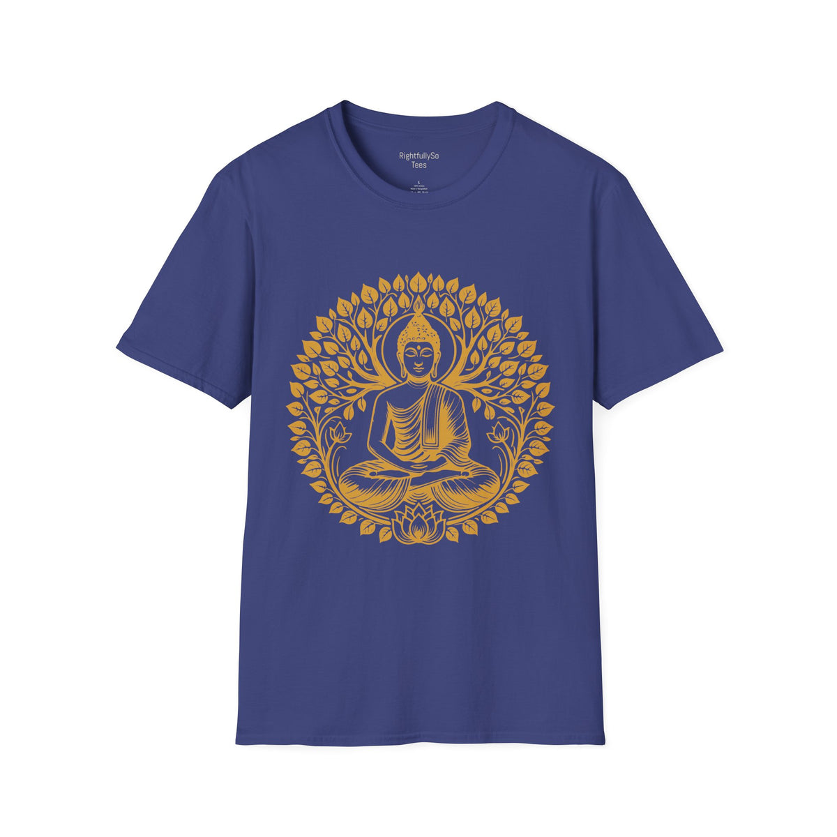 Metro Blue Gold Buddha Lotus Tee mockup