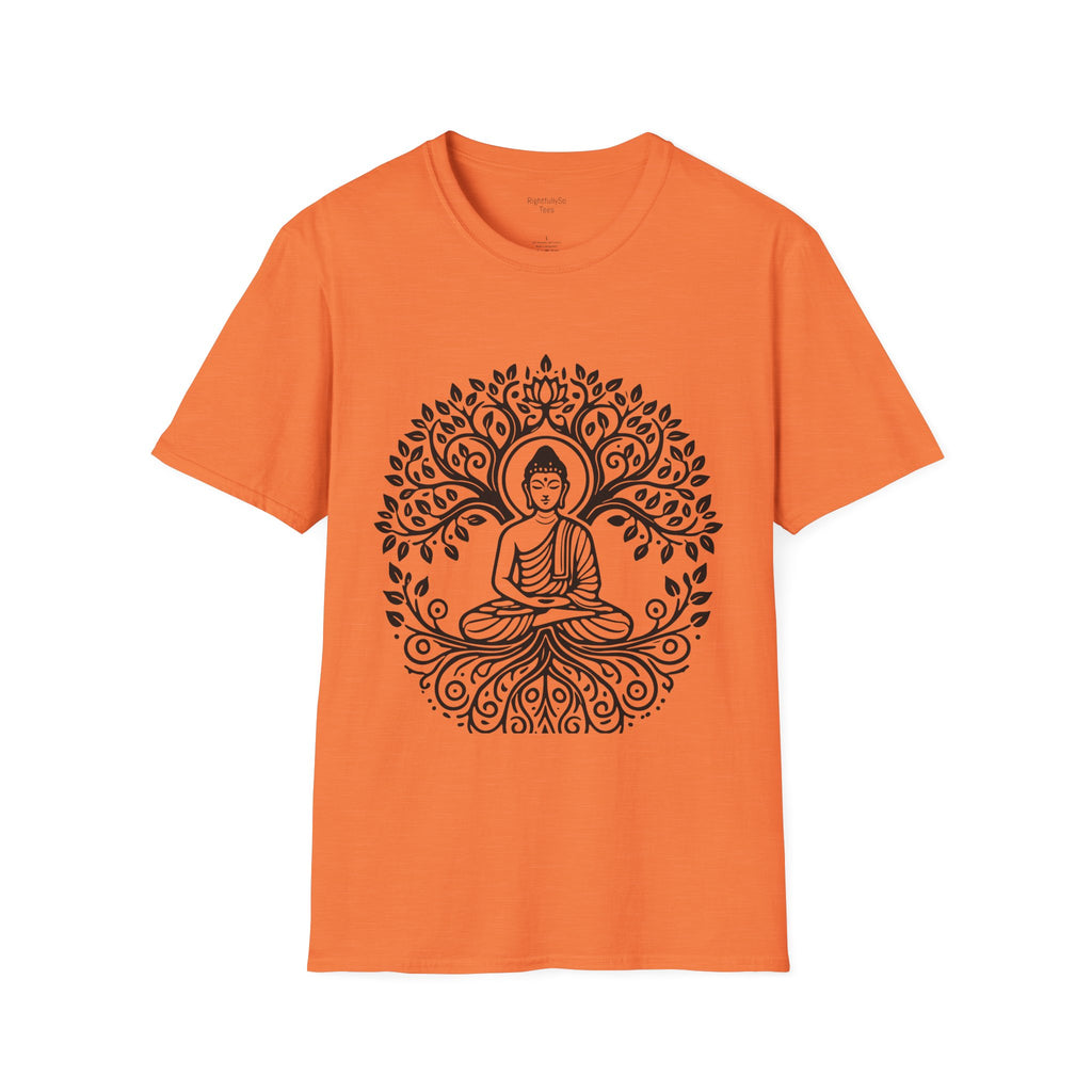 Heather Orange Full Circle Buddha Tee mockup