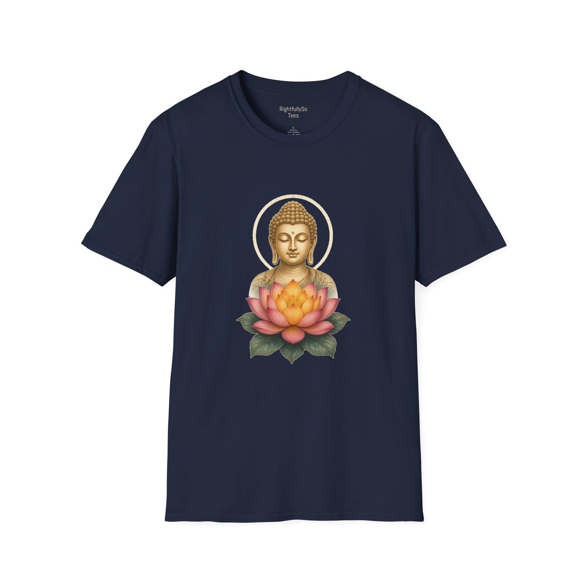 Navy Pink Lotus Buddha Tee mockup
