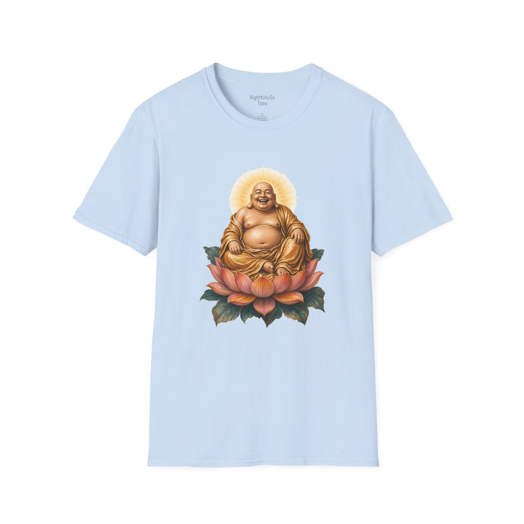 Light Blue Laughing Buddha Tee mockup