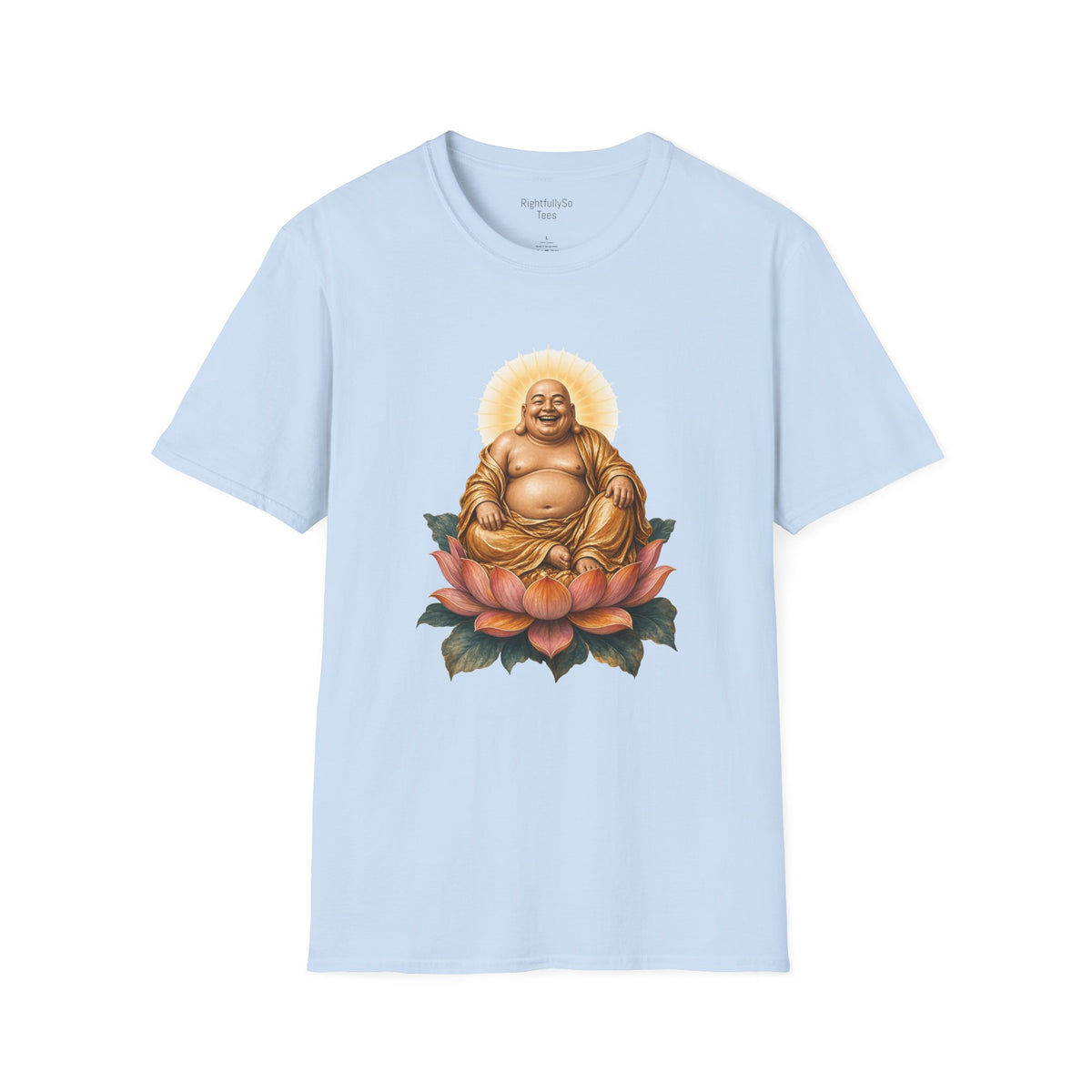 Light Blue Laughing Buddha Tee mockup