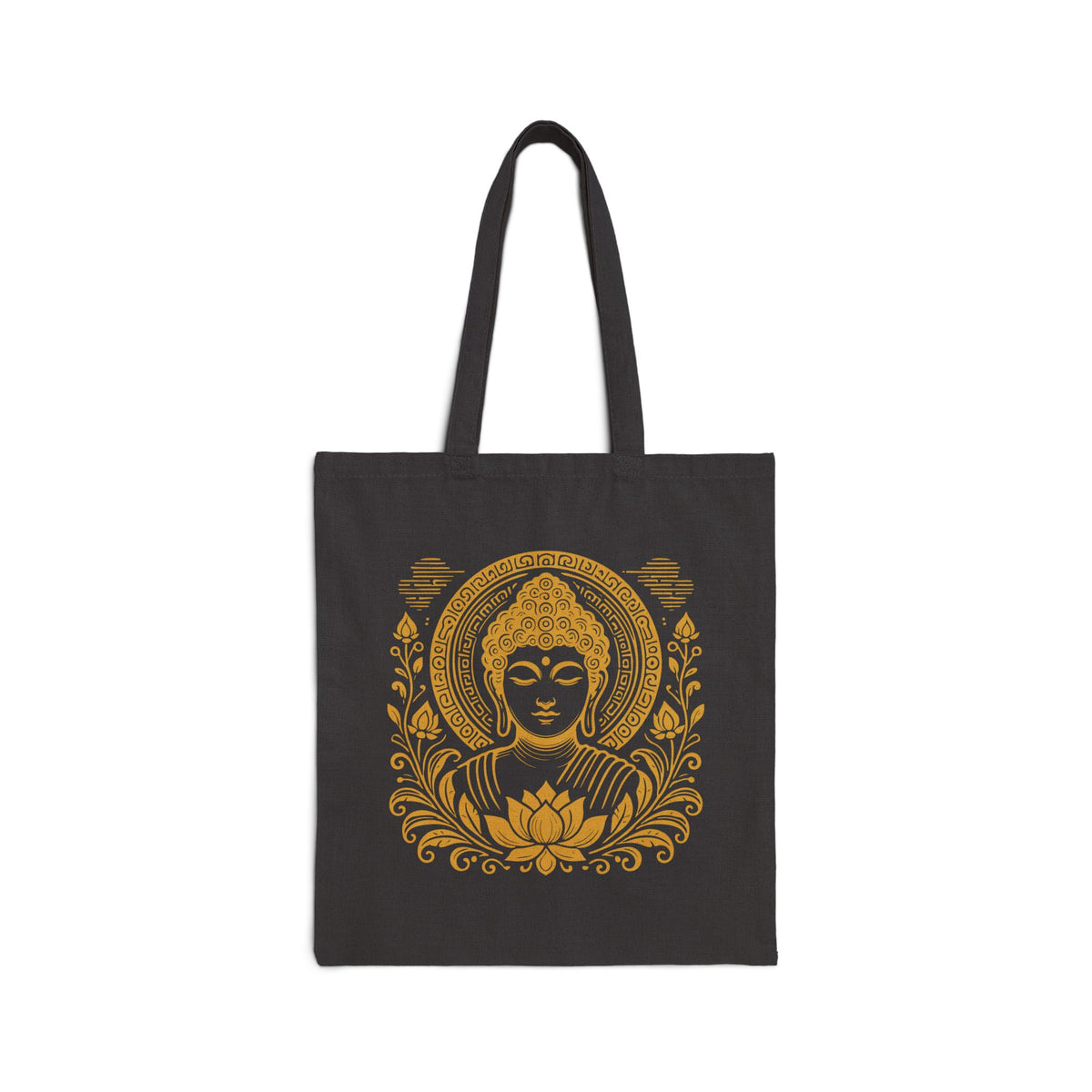 Black Gold Halo Buddha Lotus Tote mockup