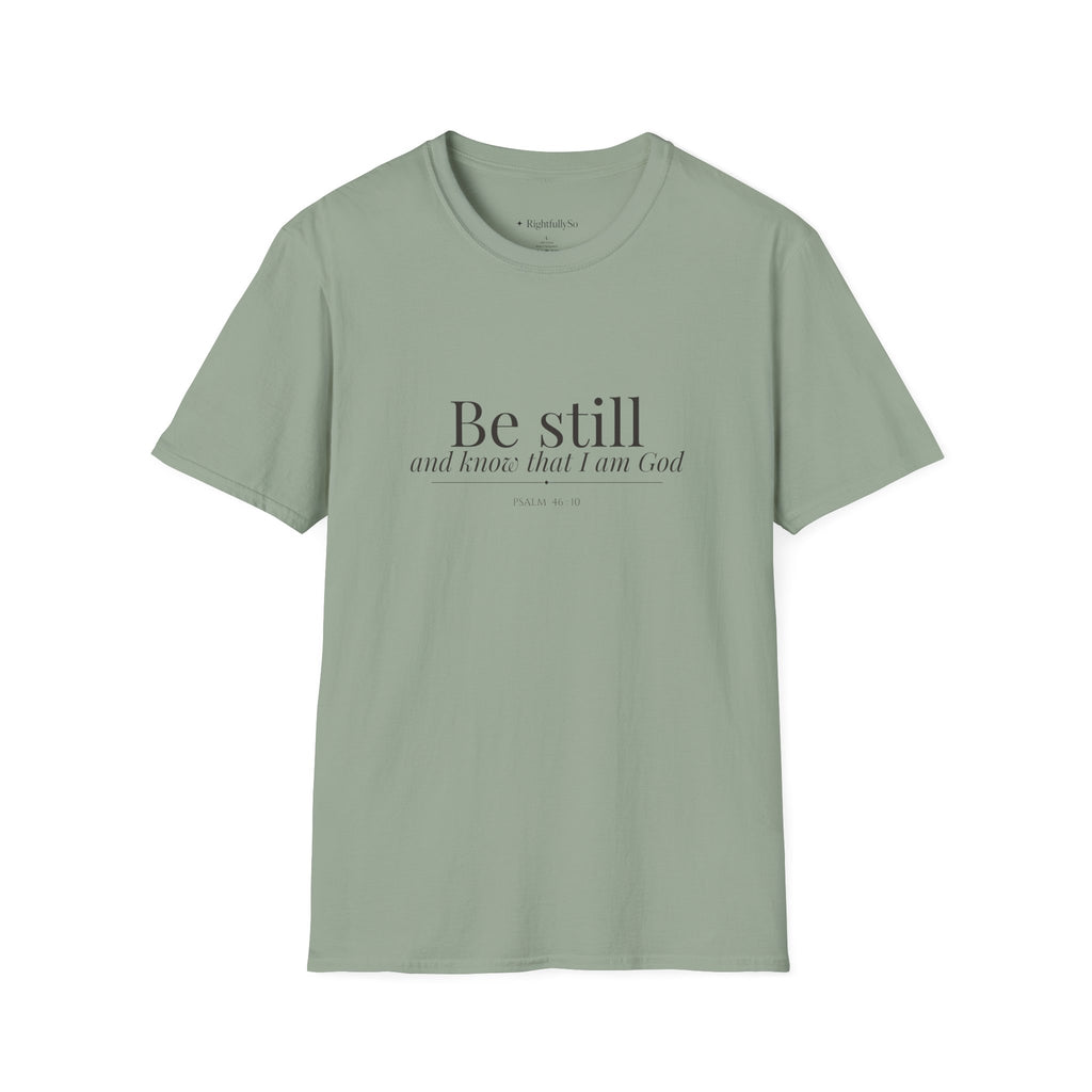 Sage Be Still Tee — Psalm 46:10 mockup