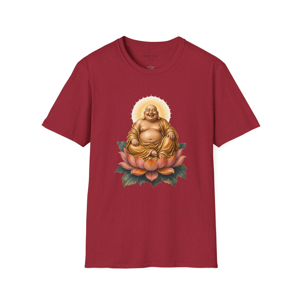 Antique Cherry Red Laughing Buddha Tee mockup