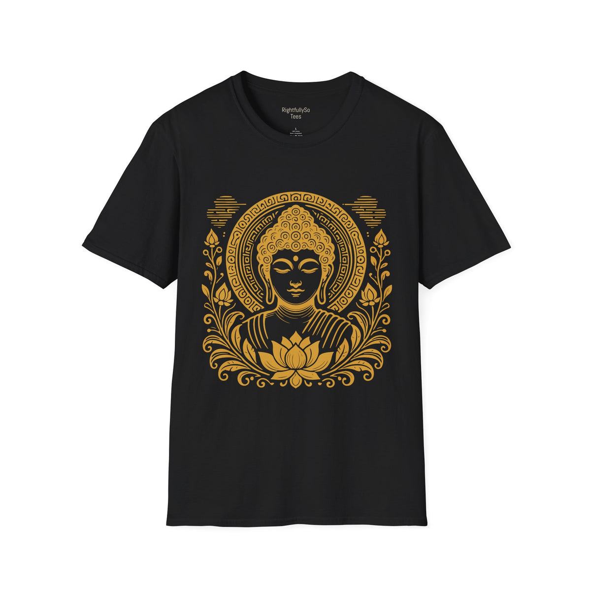 Black Gold Halo Buddha Tee mockup