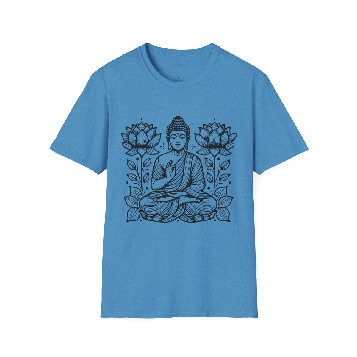 Heather Sapphire Twin Lotus Buddha Tee mockup