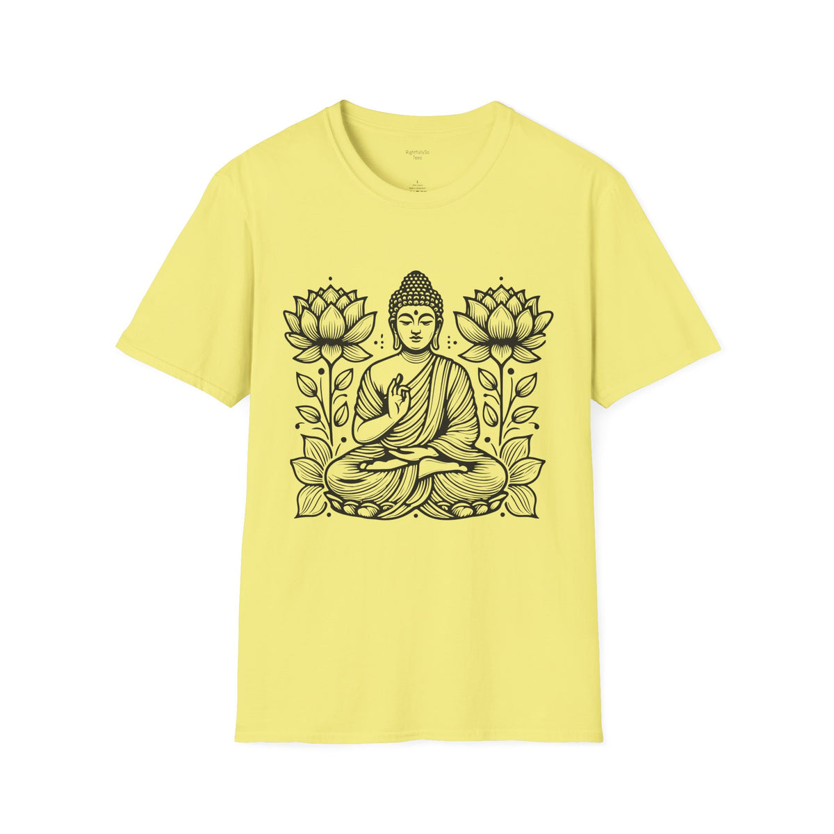 Cornsilk Twin Lotus Buddha Tee mockup