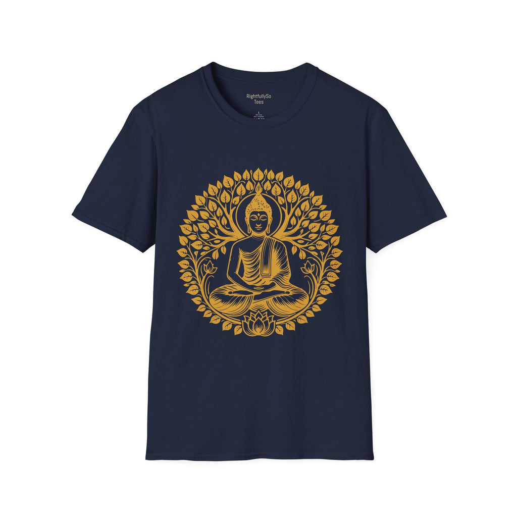 Navy Gold Buddha Lotus Tee mockup
