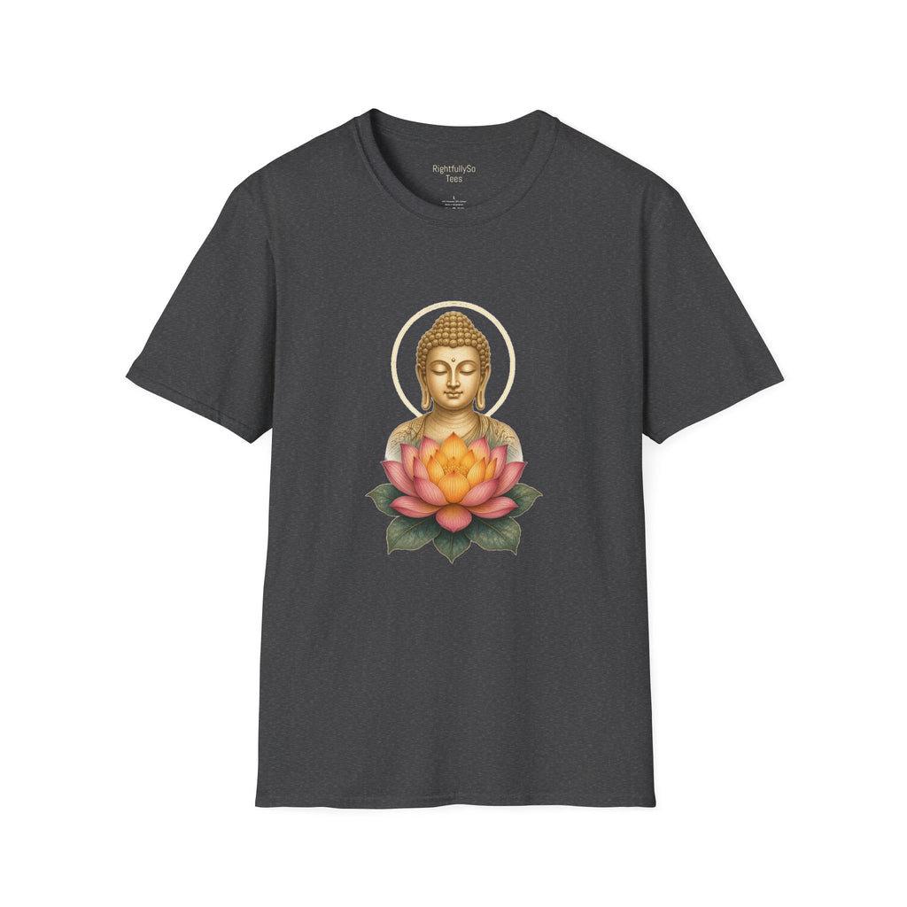 Dark Heather Pink Lotus Buddha Tee mockup