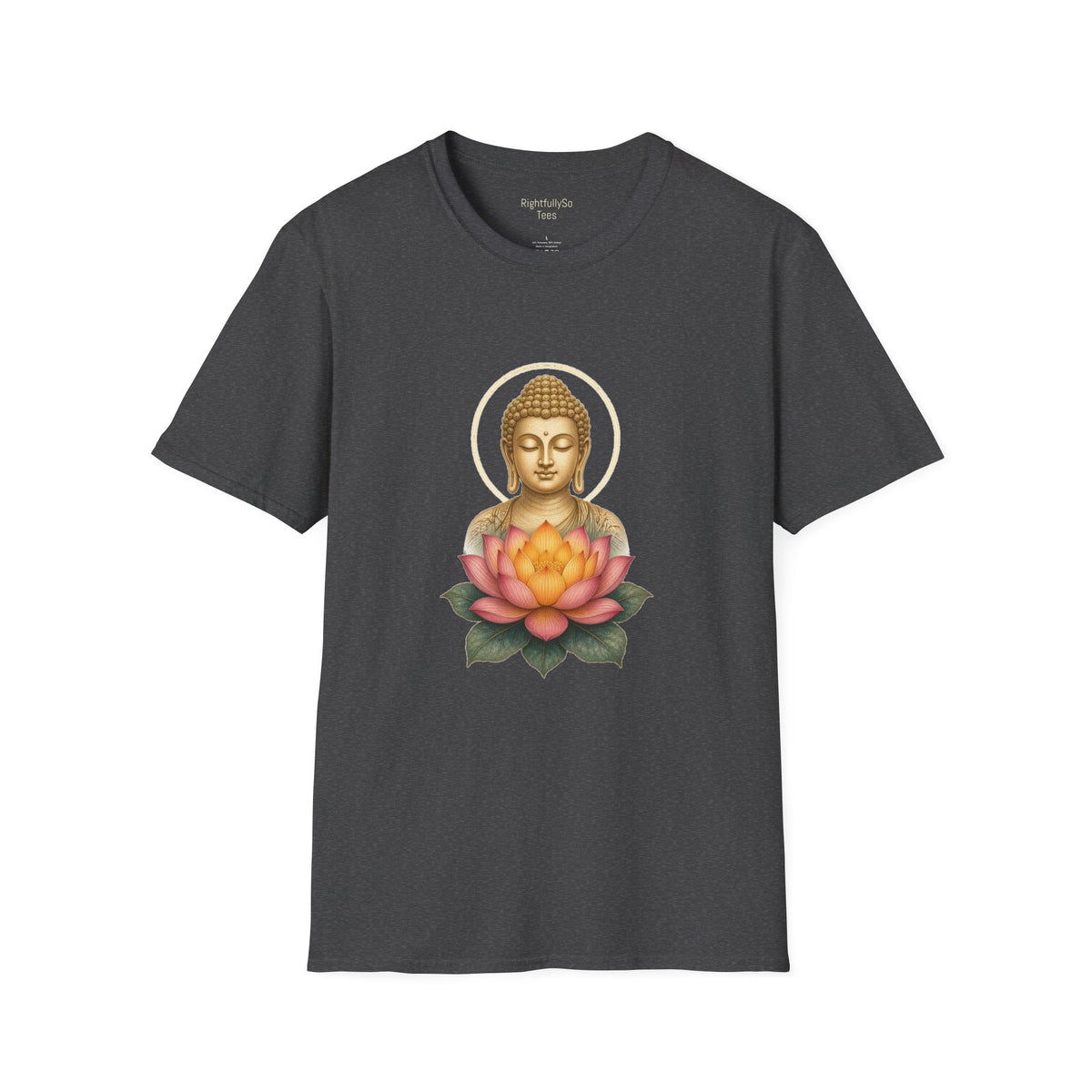 Dark Heather Pink Lotus Buddha Tee mockup