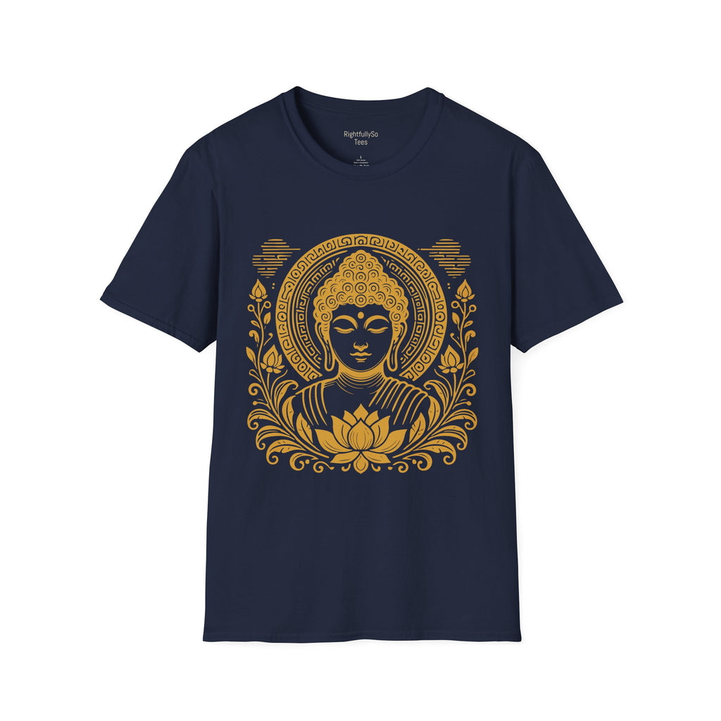 Navy Gold Halo Buddha Tee mockup