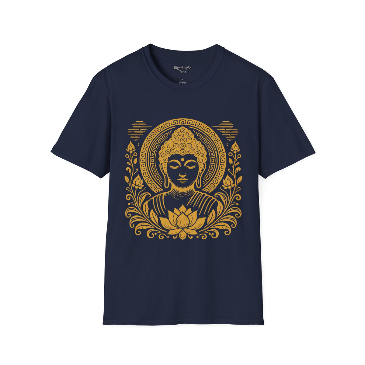 Navy Gold Halo Buddha Tee mockup