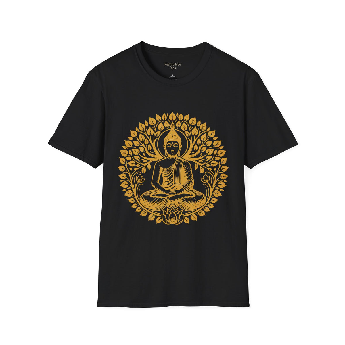 Black Gold Buddha Lotus Tee mockup