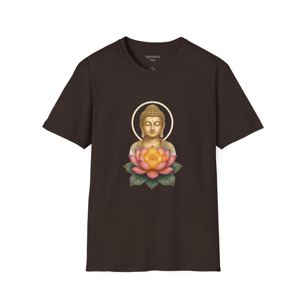 Dark Chocolate Pink Lotus Buddha Tee mockup