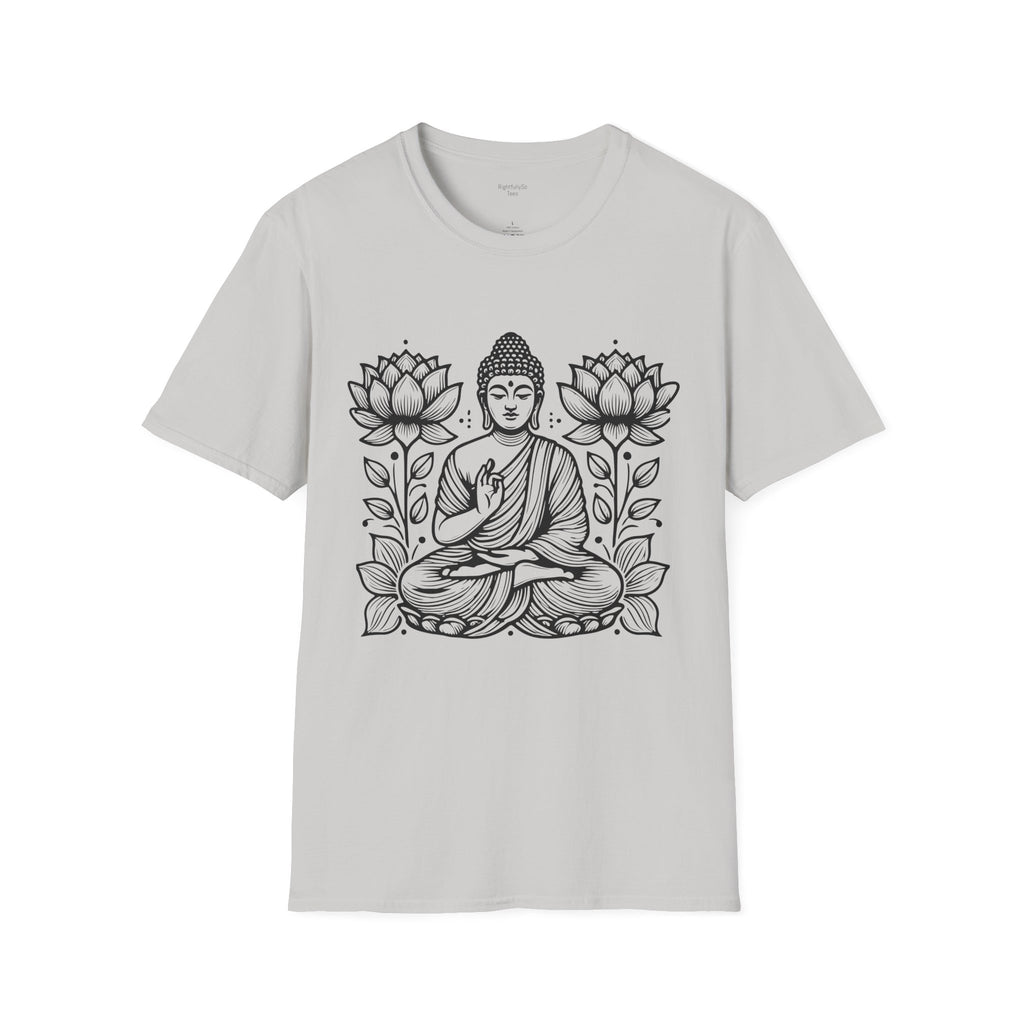 Ice Grey Twin Lotus Buddha Tee mockup
