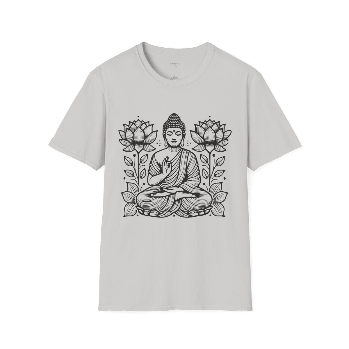 Ice Grey Twin Lotus Buddha Tee mockup