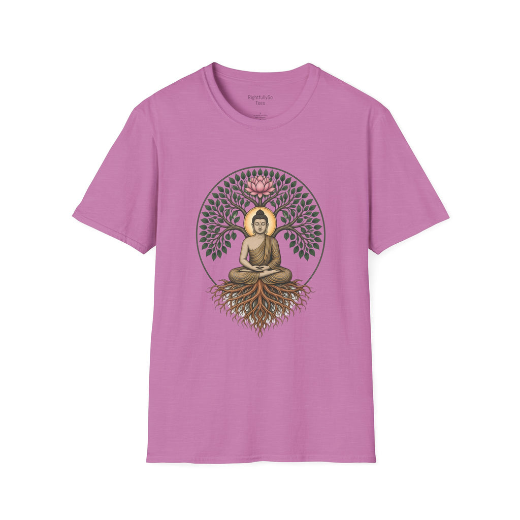 Heather Radiant Orchid Bodhi Buddha Tee mockup