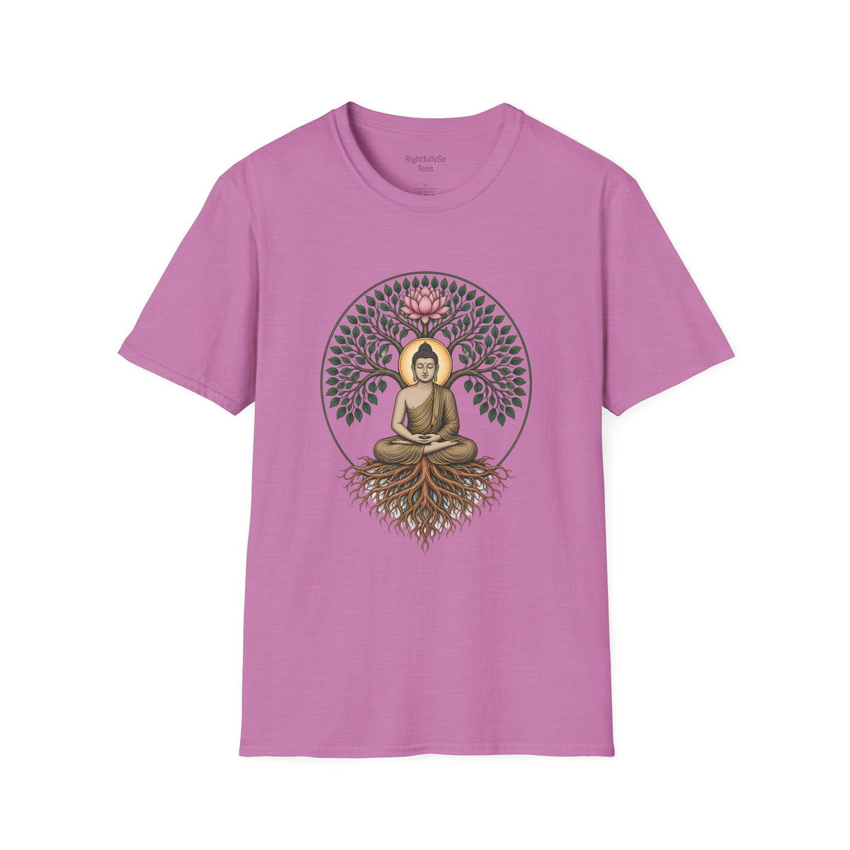 Heather Radiant Orchid Bodhi Buddha Tee mockup