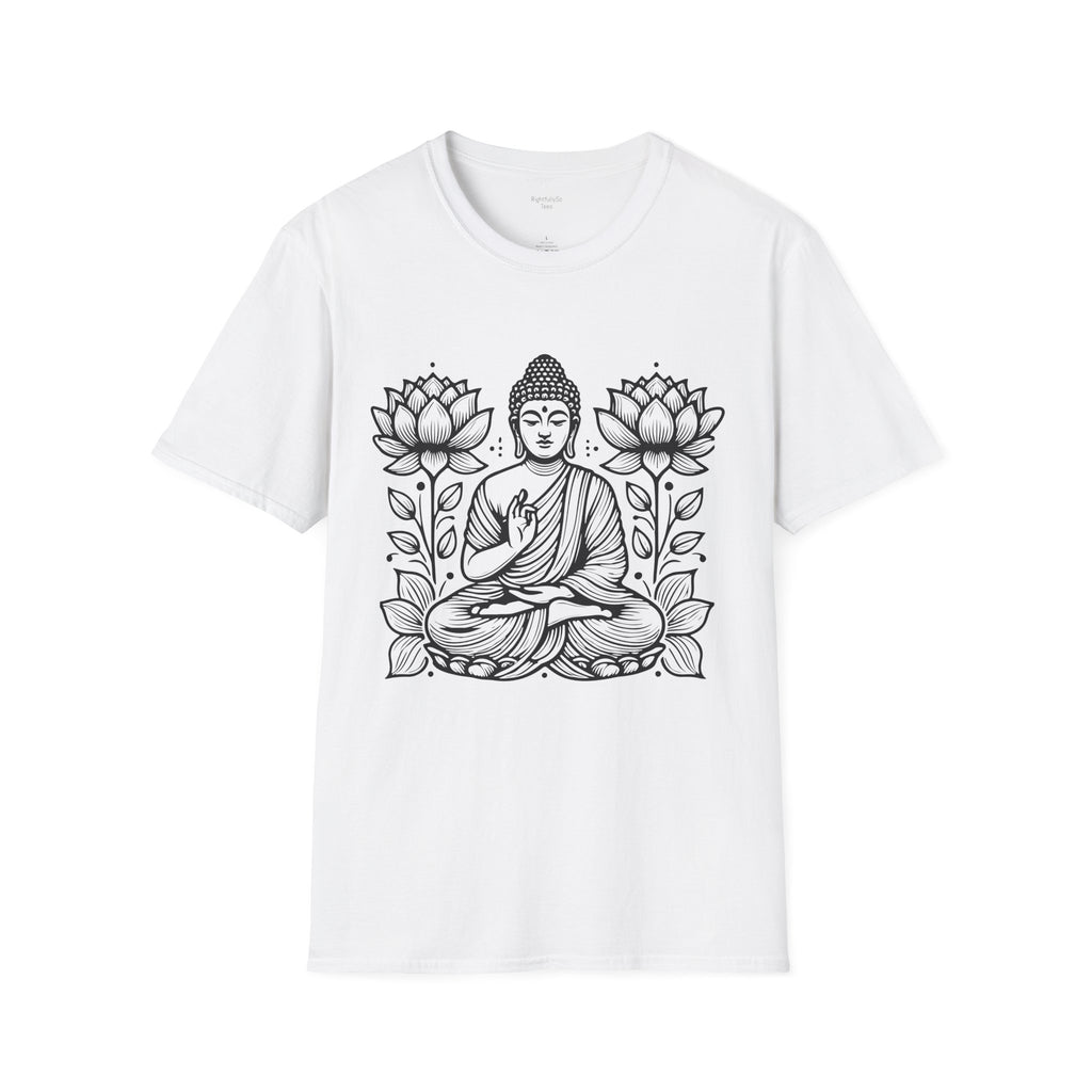 White Twin Lotus Buddha Tee mockup