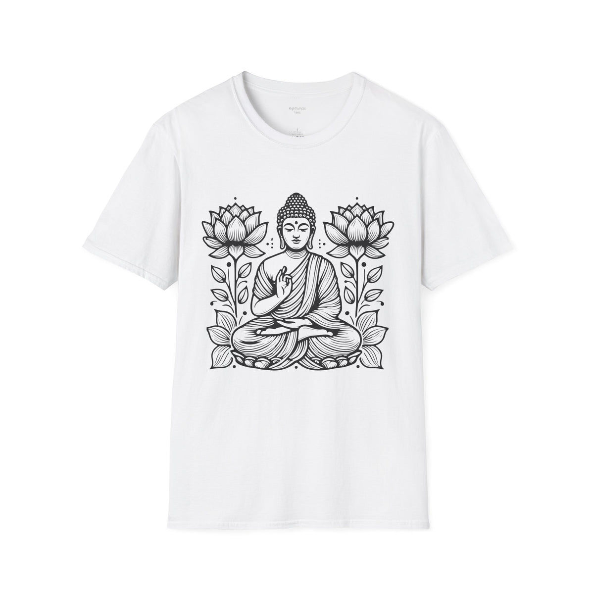 White Twin Lotus Buddha Tee mockup