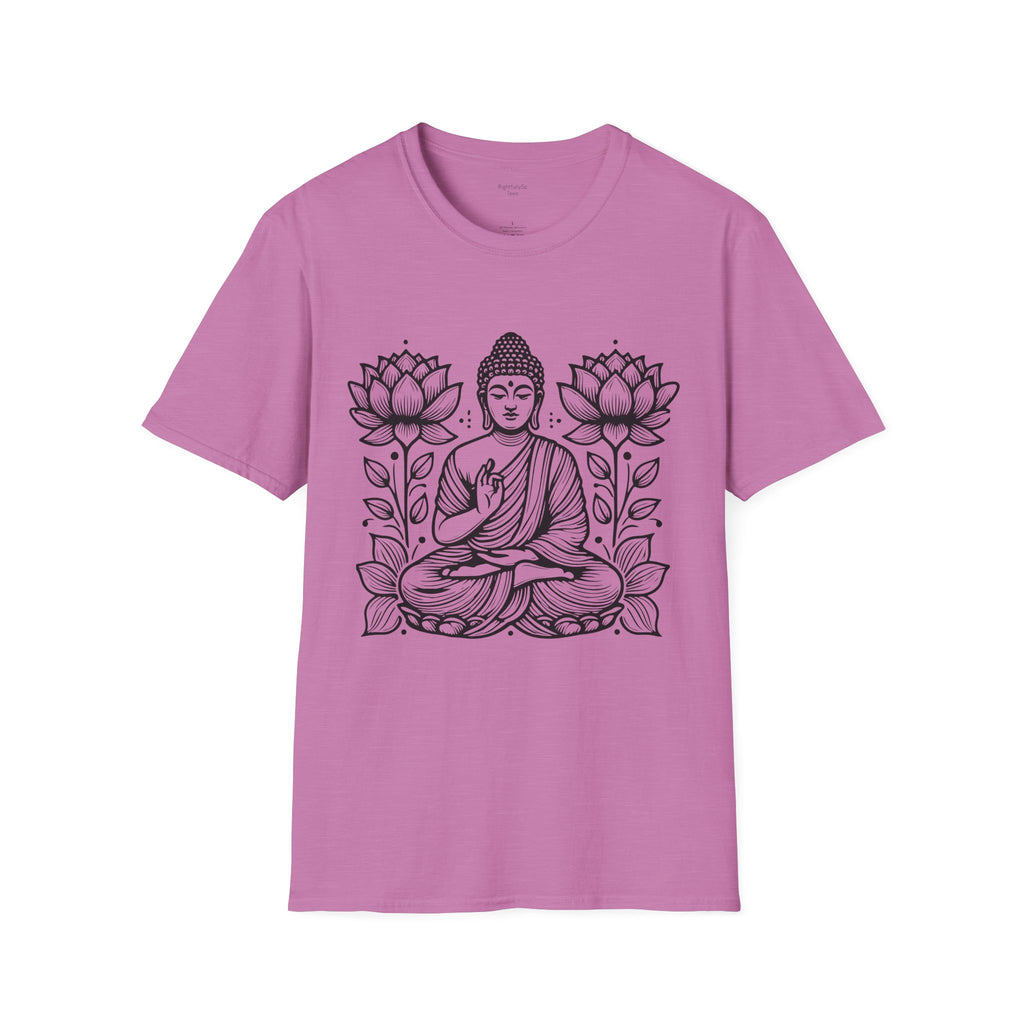 Heather Radiant Orchid Twin Lotus Buddha Tee mockup