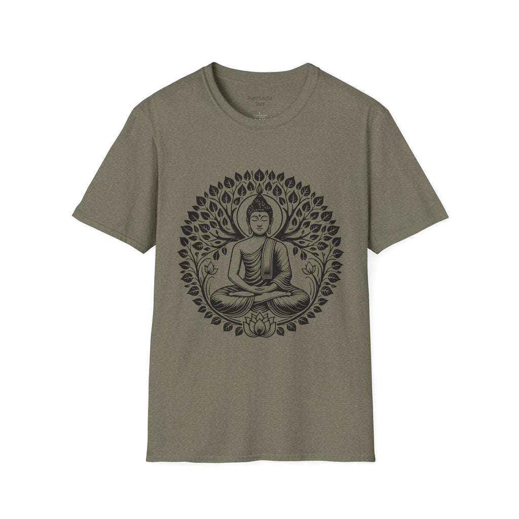 Heather Military Green Buddha Lotus Tee mockup
