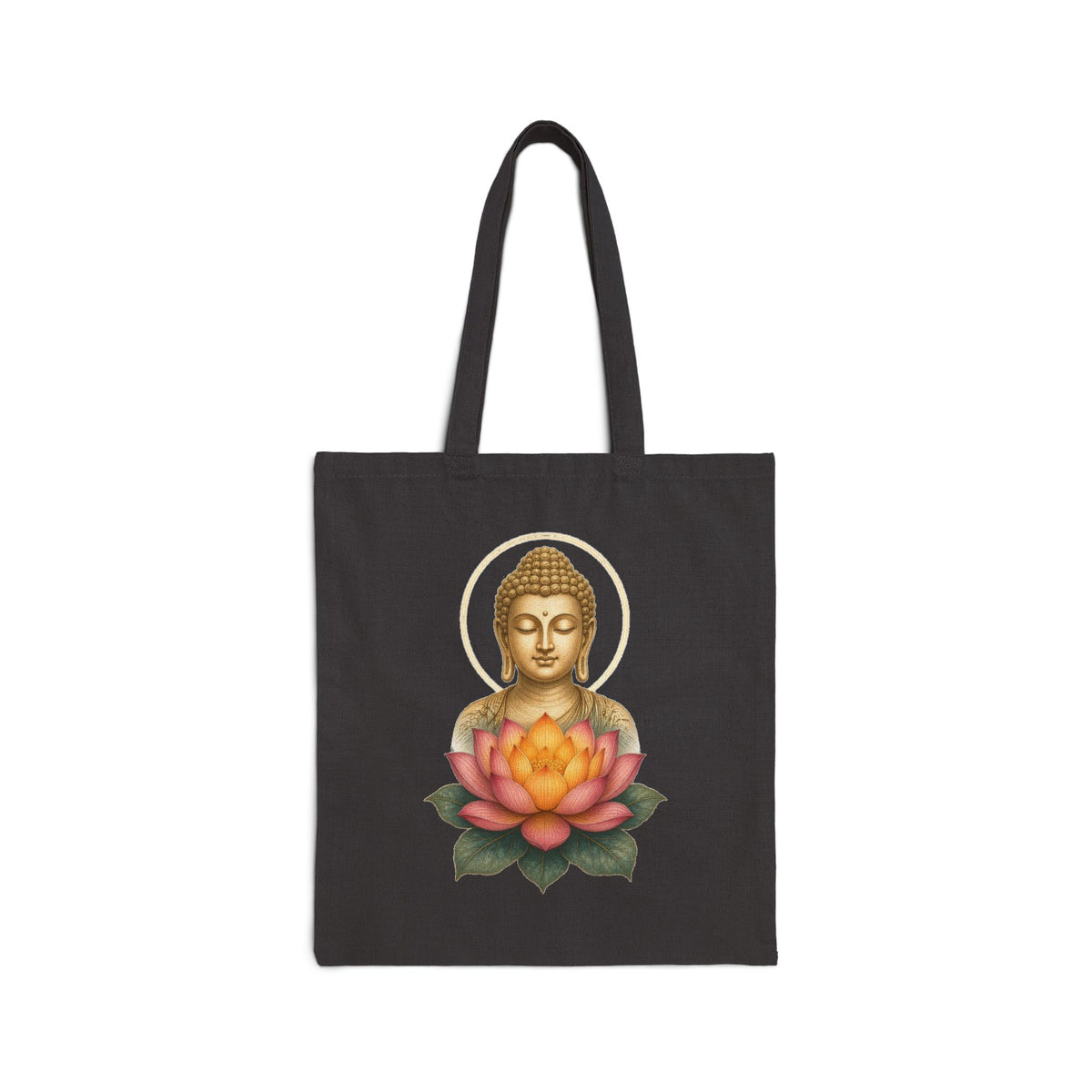 Black Pink Lotus Buddha Tote mockup
