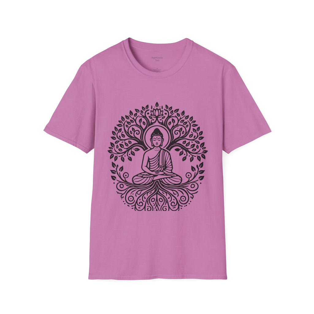 Heather Radiant Orchid Full Circle Buddha Tee mockup