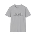Sport Grey Be Still Tee — Psalm 46:10 mockup