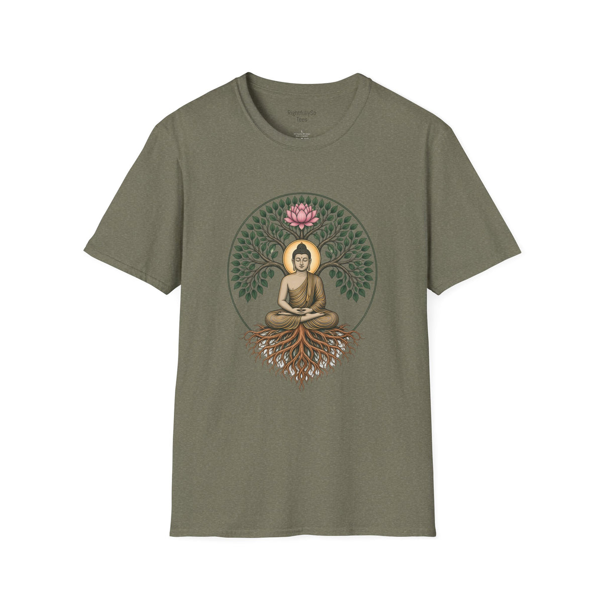 Heather Military Green Bodhi Buddha Tee mockup